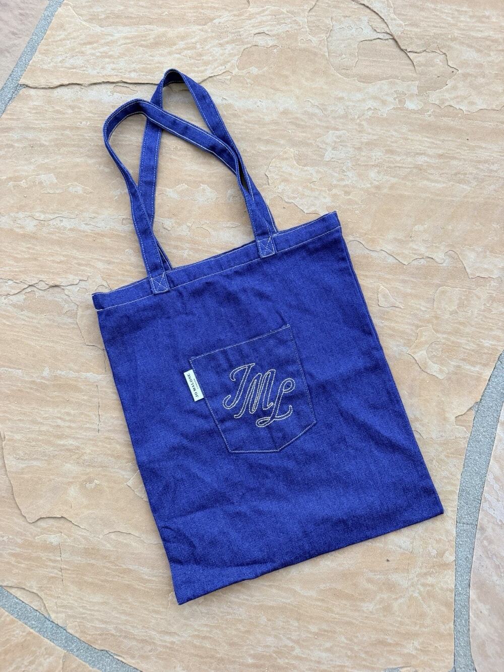 Jo Malone London Blue Denim Tote Bag Embroidered Pocket Accent Women’s CB